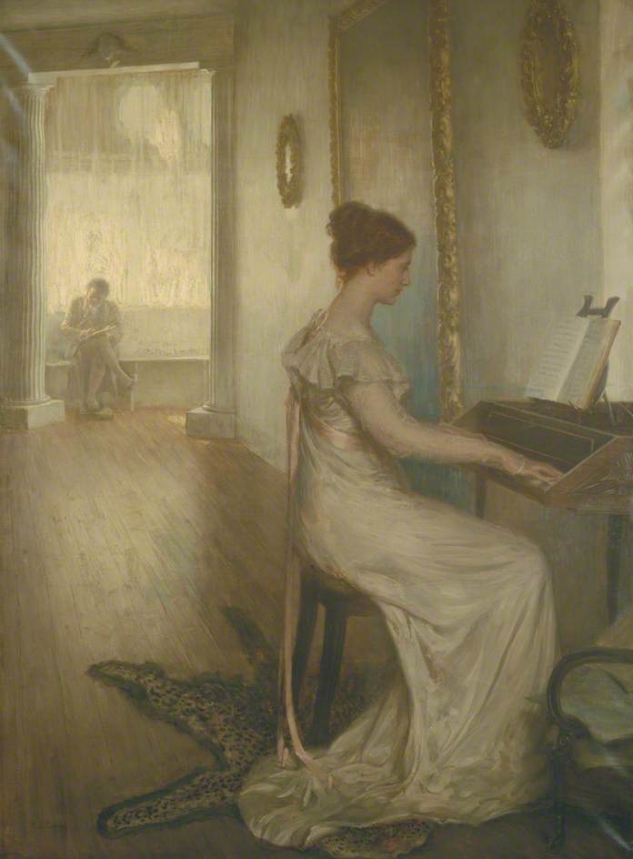 Wikioo.org - The Encyclopedia of Fine Arts - Painting, Artwork by Alfred Edward Emslie - A Sonata of Beethoven