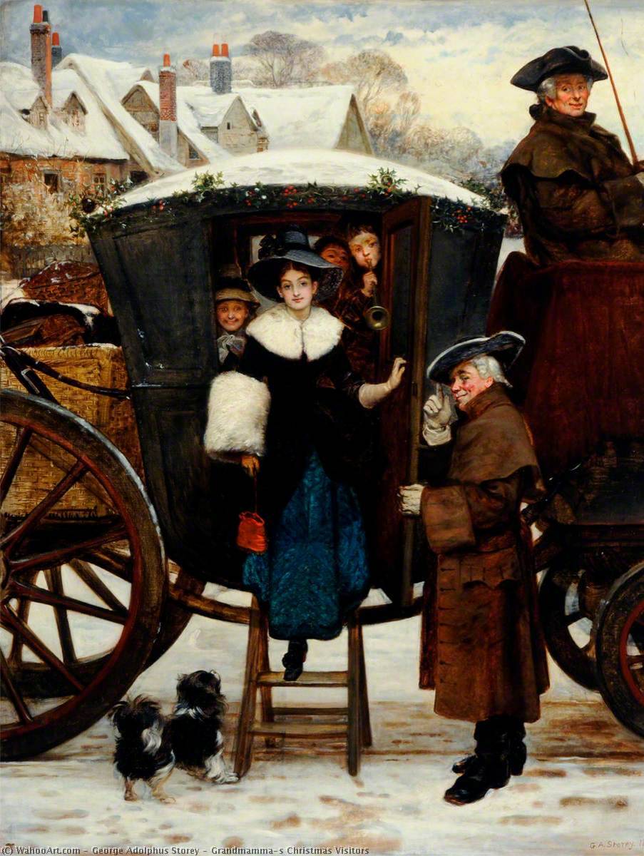Wikioo.org - The Encyclopedia of Fine Arts - Painting, Artwork by George Adolphus Storey - Grandmamma's Christmas Visitors