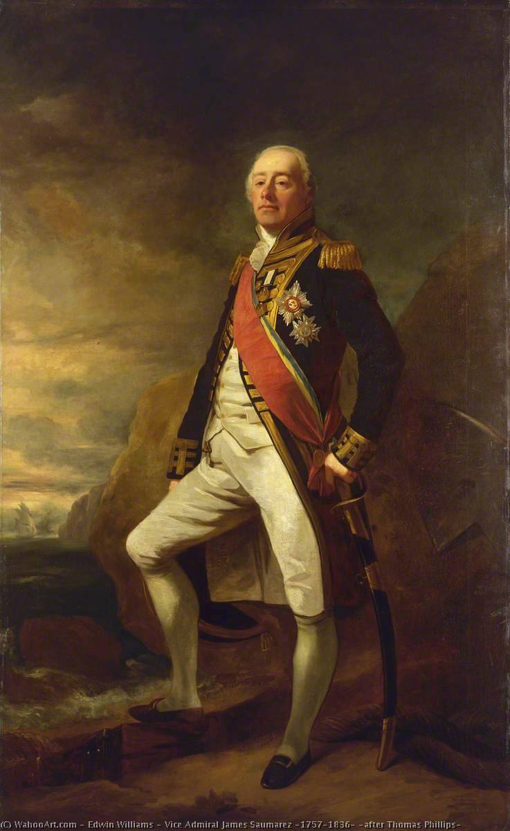 Wikioo.org - The Encyclopedia of Fine Arts - Painting, Artwork by Edwin Williams - Vice Admiral James Saumarez (1757–1836) (after Thomas Phillips)