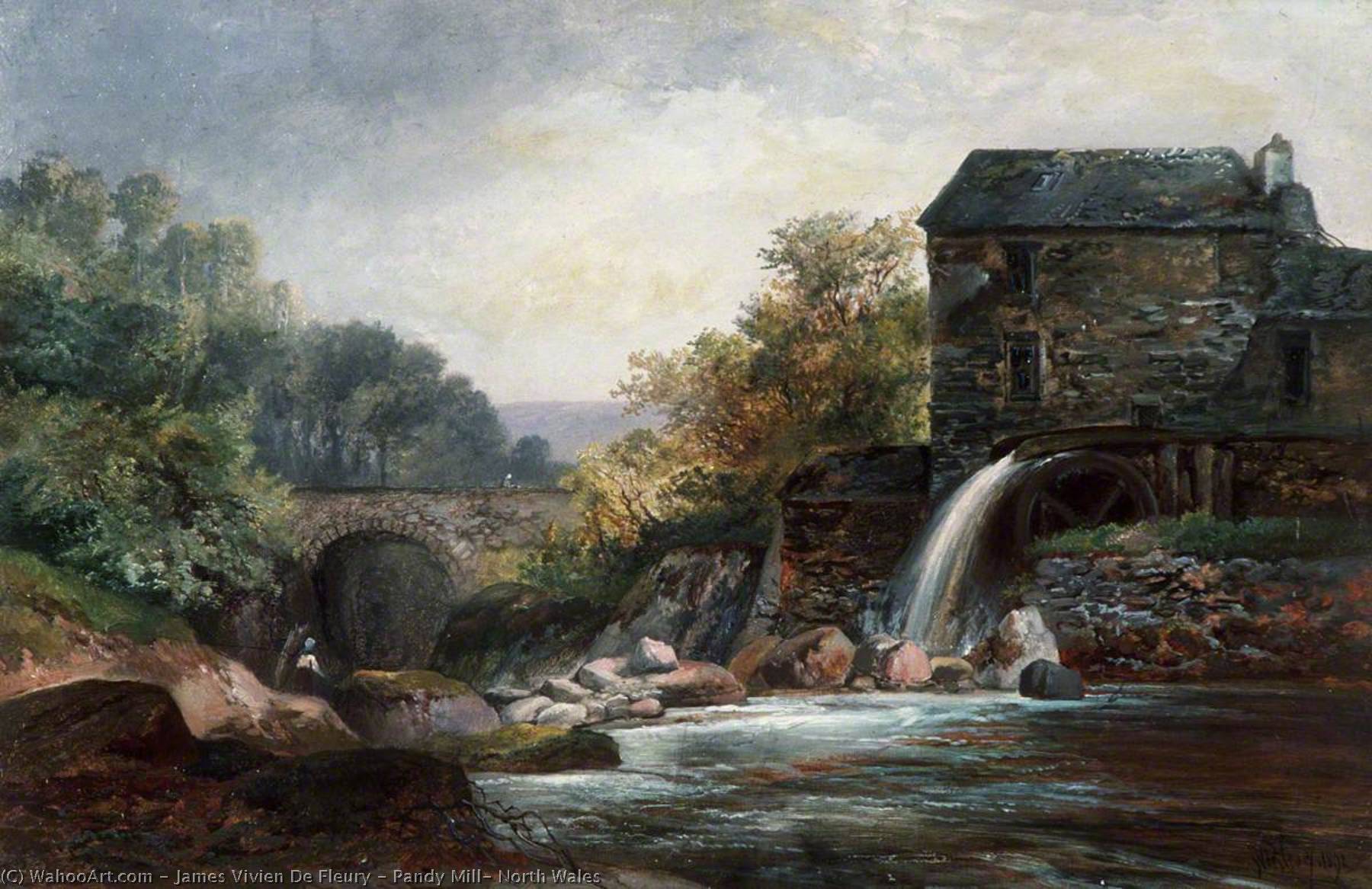 Wikioo.org - The Encyclopedia of Fine Arts - Painting, Artwork by James Vivien De Fleury - Pandy Mill, North Wales