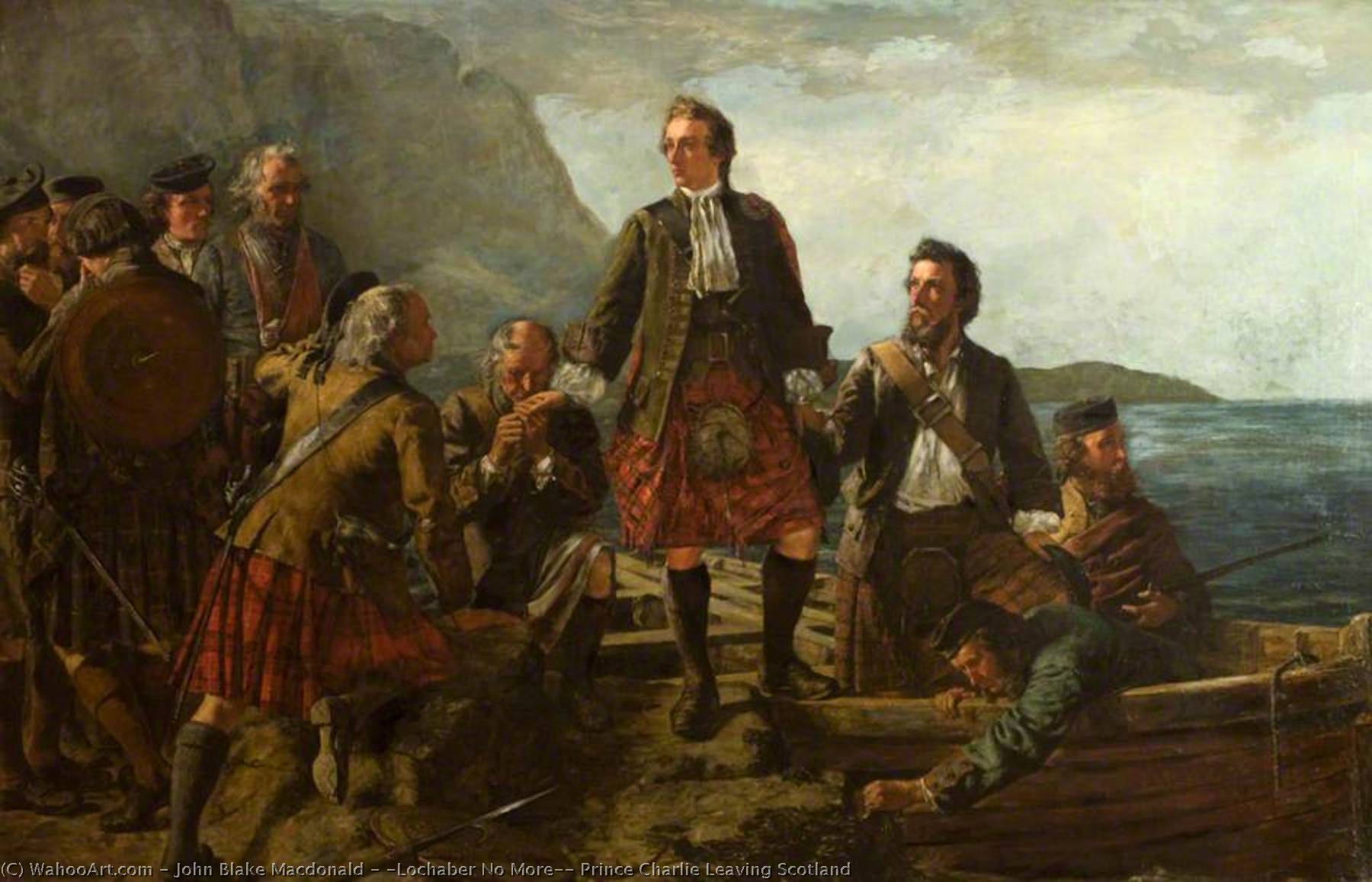 Wikioo.org - The Encyclopedia of Fine Arts - Painting, Artwork by John Blake Macdonald - 'Lochaber No More', Prince Charlie Leaving Scotland