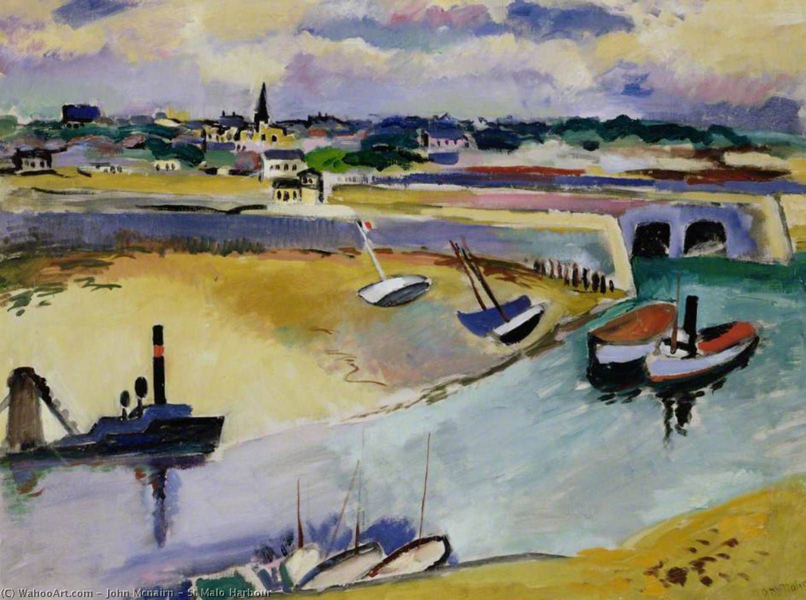 Wikioo.org - The Encyclopedia of Fine Arts - Painting, Artwork by John Mcnairn - St Malo Harbour