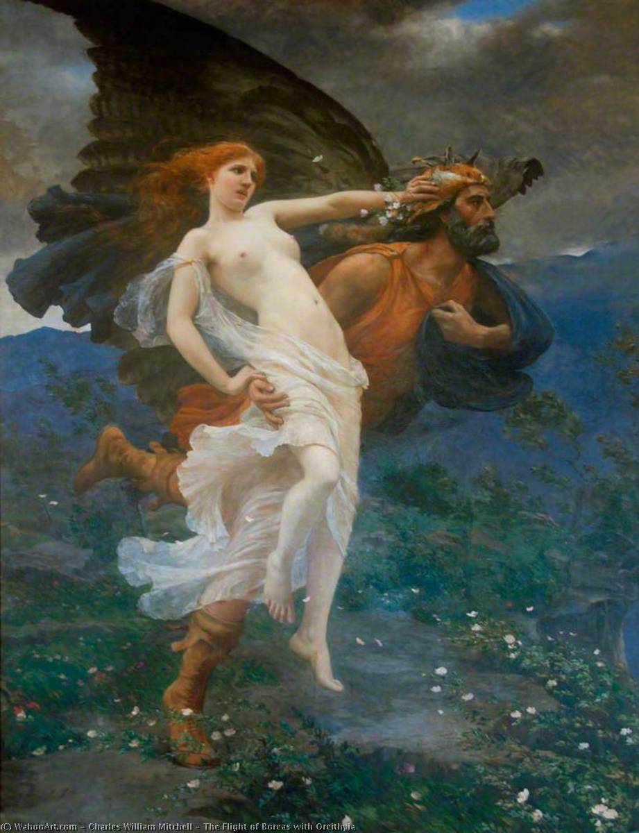 Wikioo.org - The Encyclopedia of Fine Arts - Painting, Artwork by Charles William Mitchell - The Flight of Boreas with Oreithyia