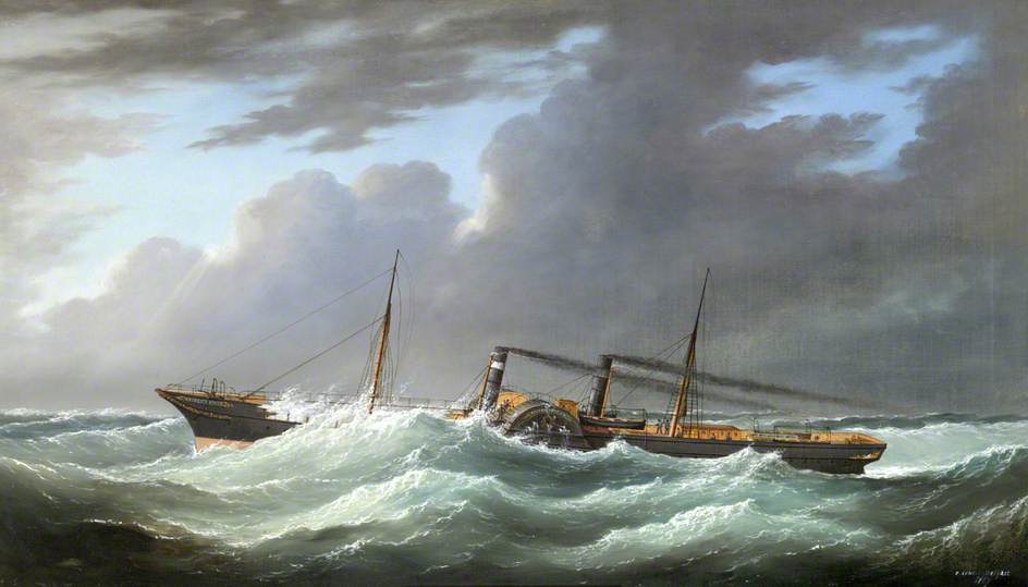 Wikioo.org - The Encyclopedia of Fine Arts - Painting, Artwork by Joseph Semple - The Sail Paddle Steamer 'Prince Patrick' on Passage