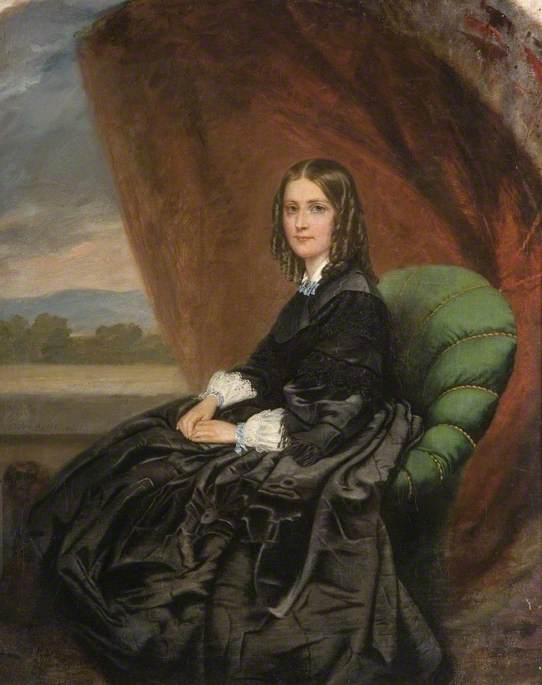 Wikioo.org – L'Enciclopedia delle Belle Arti - Pittura, Opere di Charles Wynne Nicholls - ritratto di una signora contro  Un  Nero  vestito