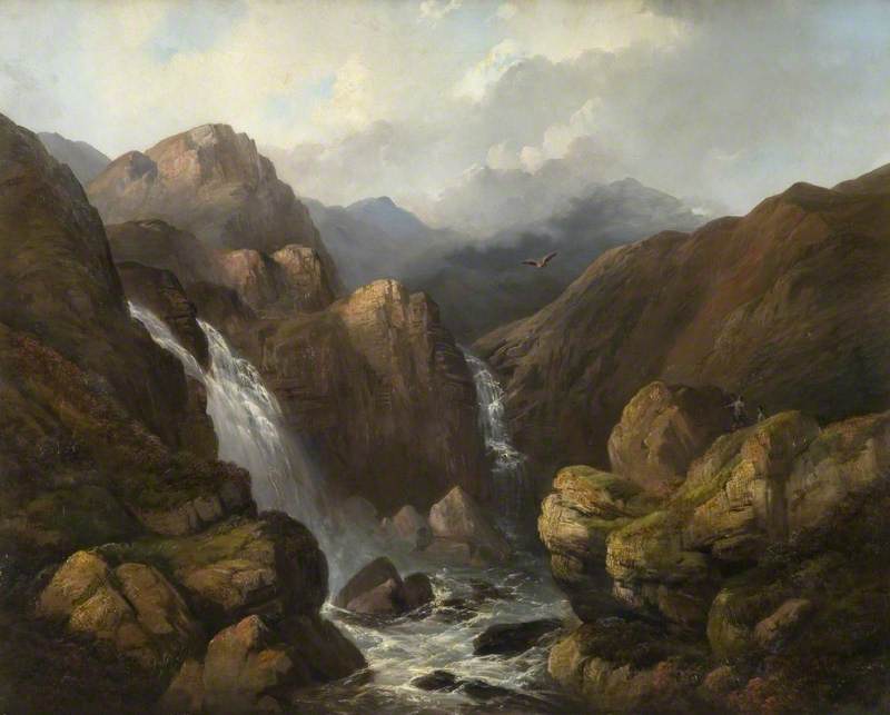 Wikioo.org - The Encyclopedia of Fine Arts - Painting, Artwork by Edward Train - A Scottish Waterfall