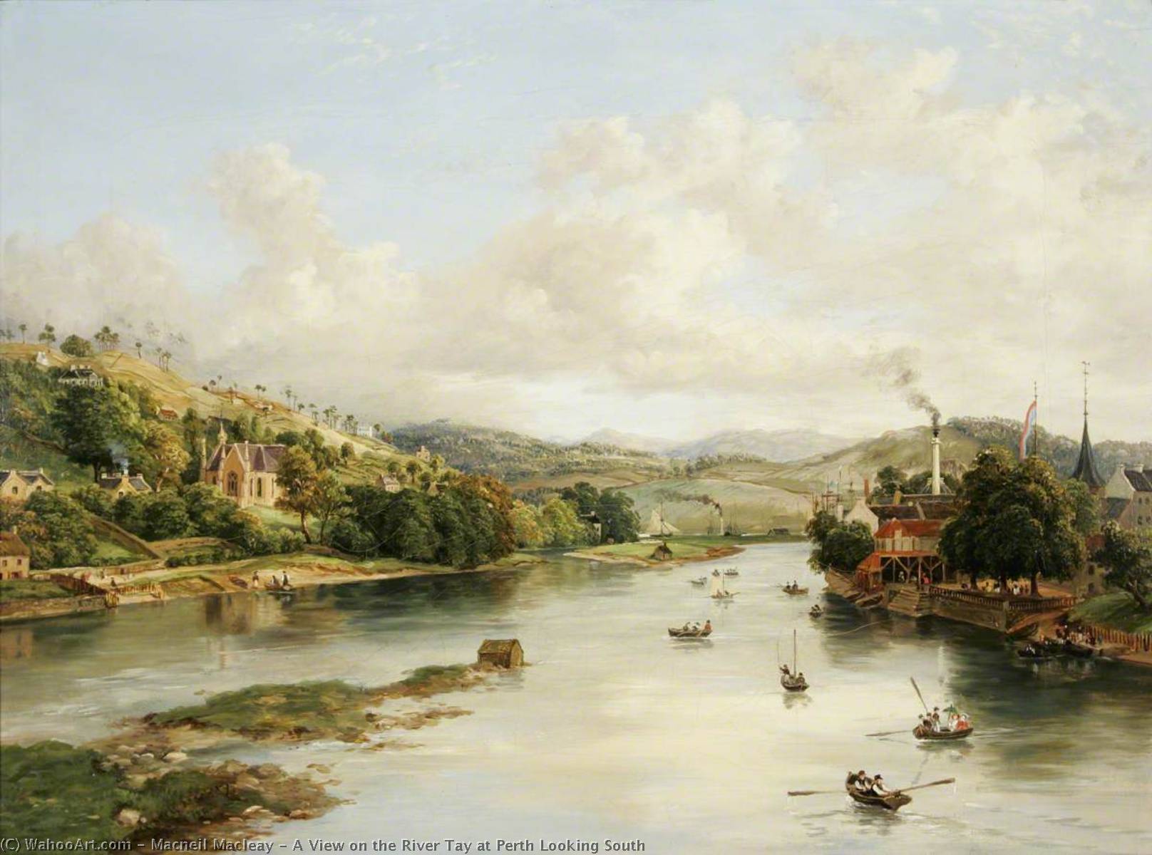 Wikioo.org - The Encyclopedia of Fine Arts - Painting, Artwork by Macneil Macleay - A View on the River Tay at Perth Looking South