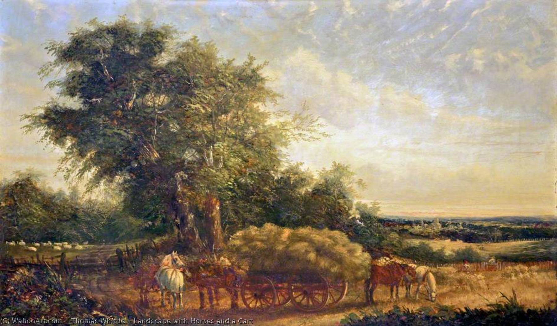 Wikioo.org - The Encyclopedia of Fine Arts - Painting, Artwork by Thomas Whittle - Landscape with Horses and a Cart