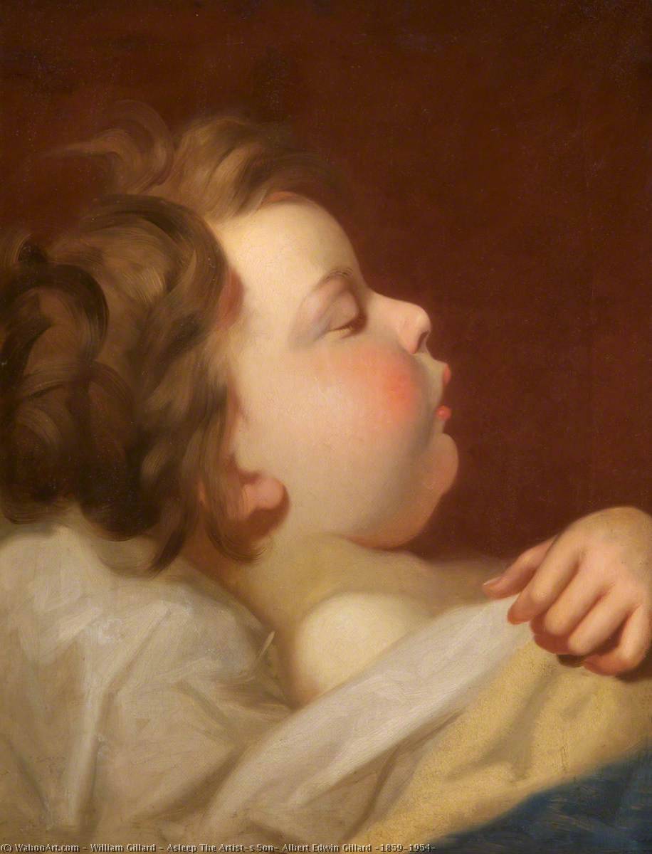 Wikioo.org - The Encyclopedia of Fine Arts - Painting, Artwork by William Gillard - Asleep The Artist's Son, Albert Edwin Gillard (1859–1954)
