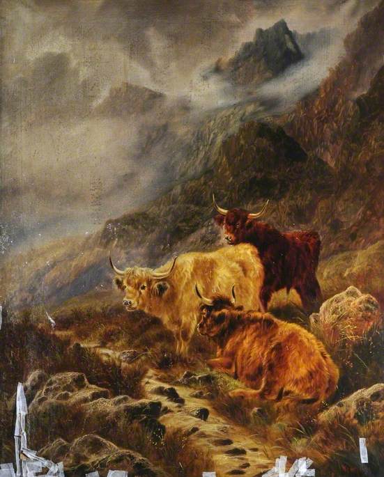 Wikioo.org - The Encyclopedia of Fine Arts - Painting, Artwork by William Perring Hollyer - Highland Cattle
