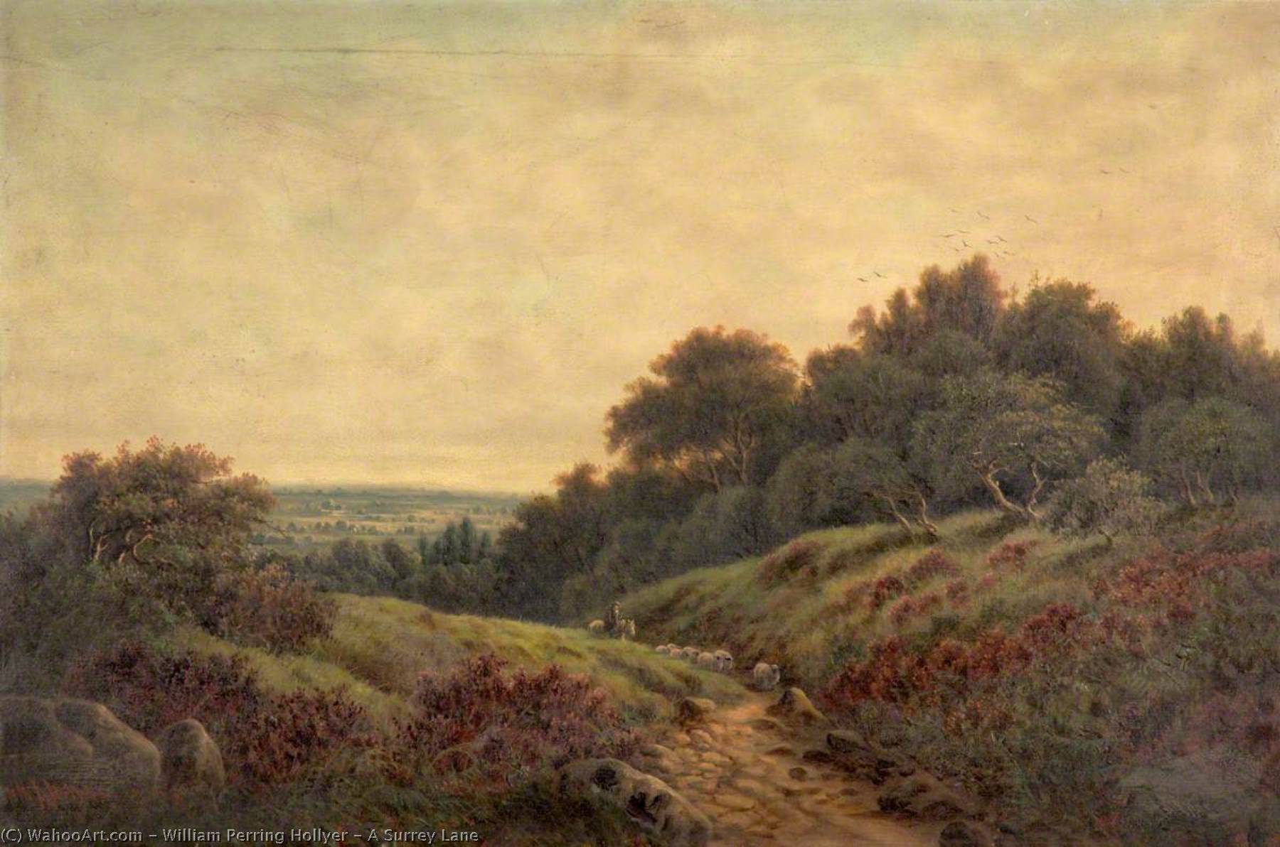 Wikioo.org - The Encyclopedia of Fine Arts - Painting, Artwork by William Perring Hollyer - A Surrey Lane