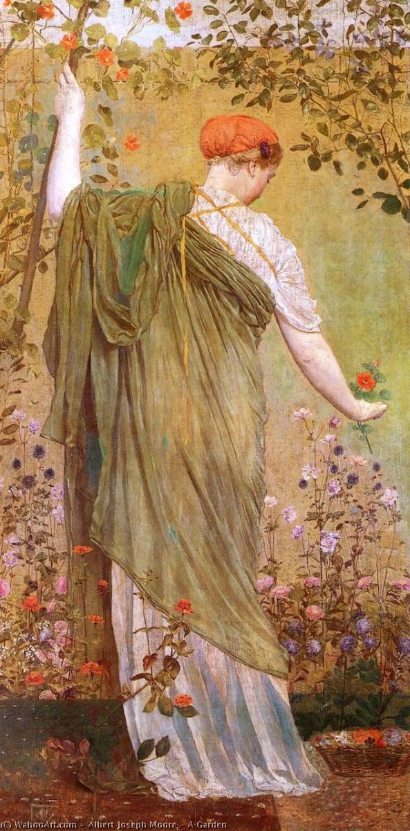 Wikioo.org - The Encyclopedia of Fine Arts - Painting, Artwork by Albert Joseph Moore - A Garden