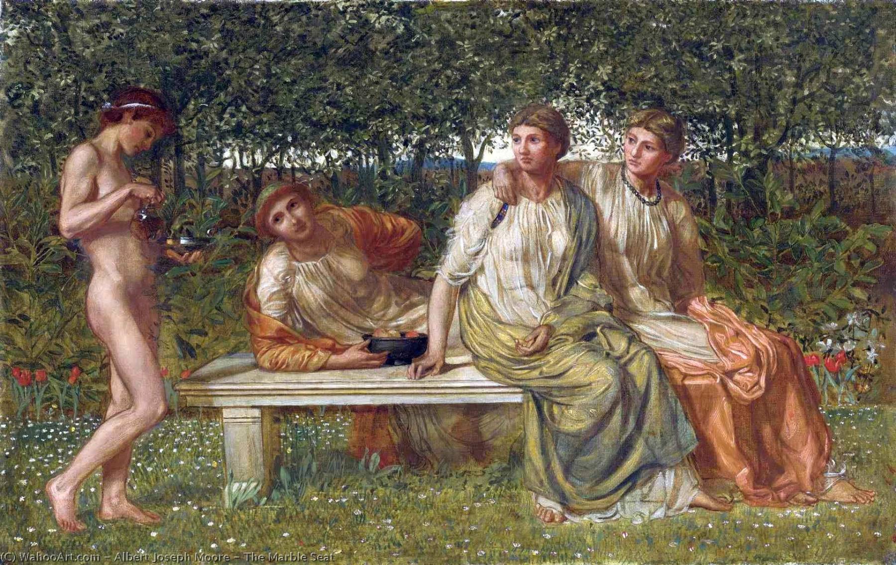 Wikioo.org - The Encyclopedia of Fine Arts - Painting, Artwork by Albert Joseph Moore - The Marble Seat
