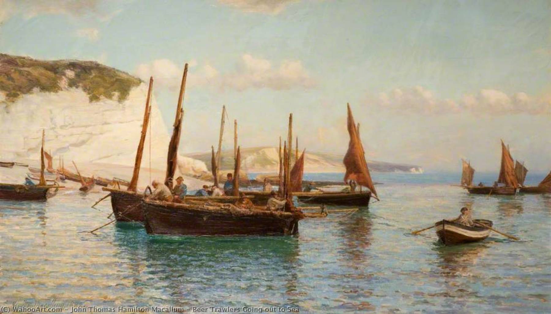 Wikioo.org - The Encyclopedia of Fine Arts - Painting, Artwork by John Thomas Hamilton Macallum - Beer Trawlers Going out to Sea