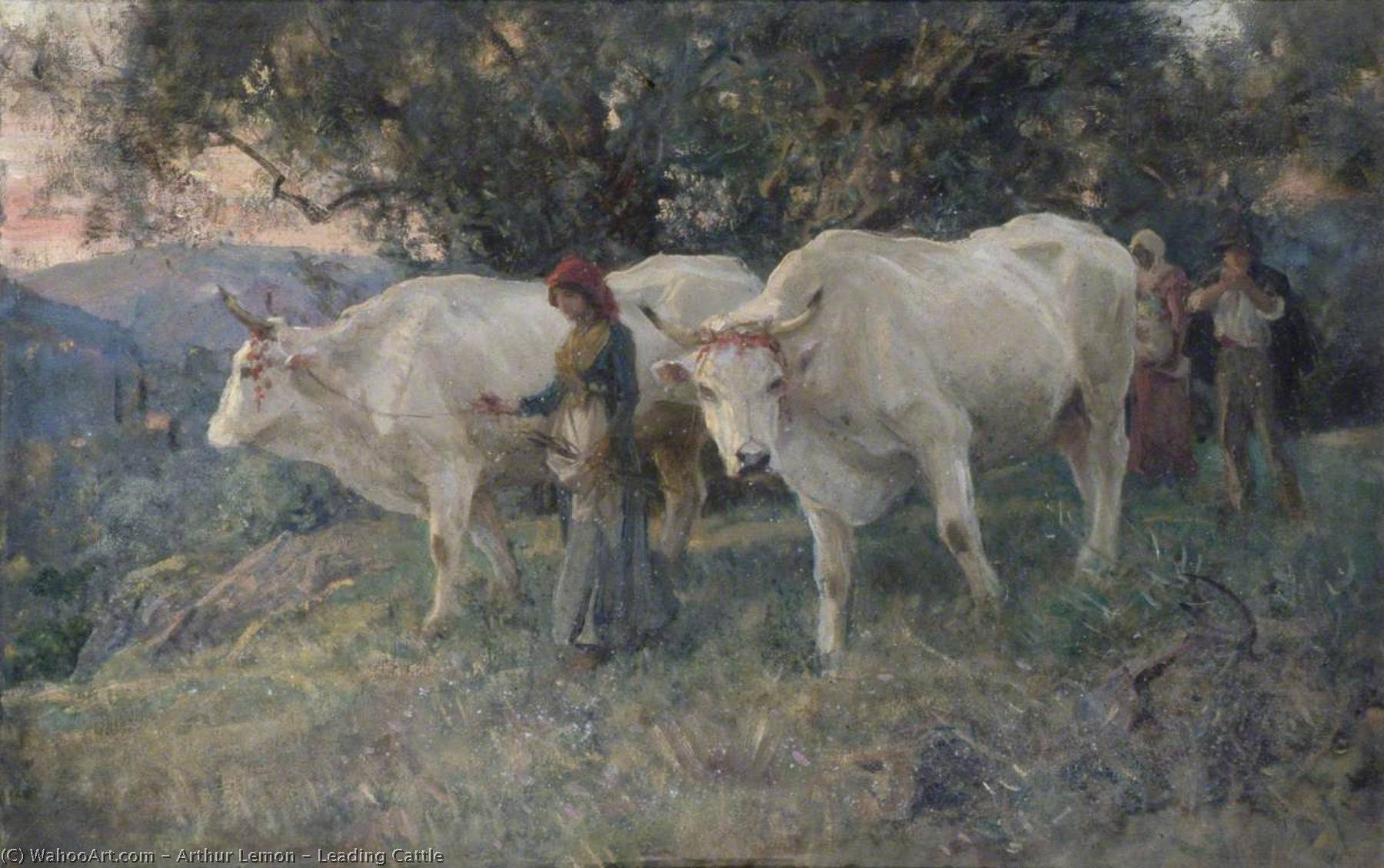 Wikioo.org - The Encyclopedia of Fine Arts - Painting, Artwork by Arthur Lemon - Leading Cattle