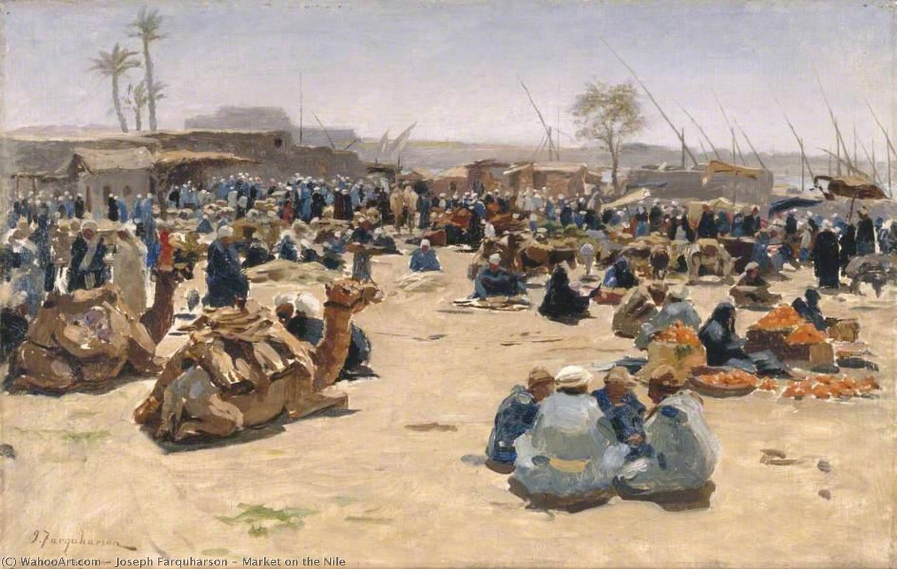 Wikioo.org - The Encyclopedia of Fine Arts - Painting, Artwork by Joseph Farquharson - Market on the Nile