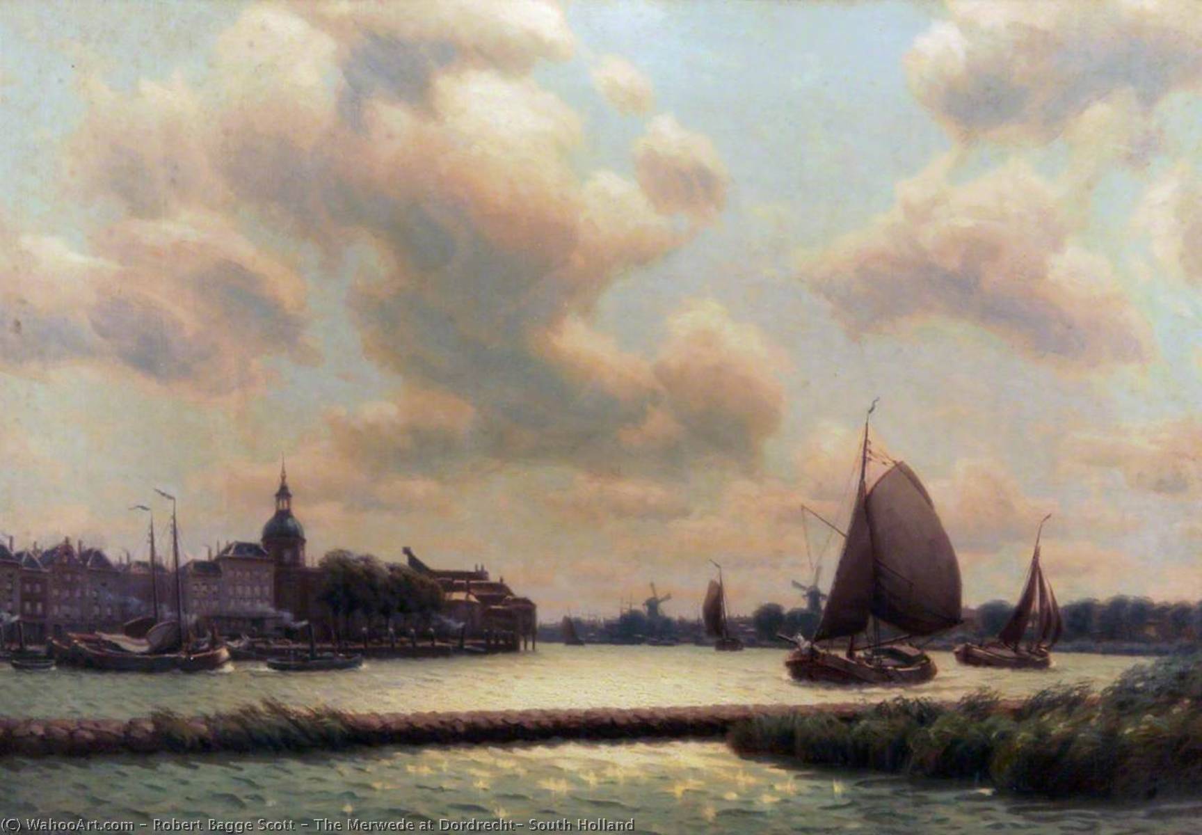 Wikioo.org - The Encyclopedia of Fine Arts - Painting, Artwork by Robert Bagge Scott - The Merwede at Dordrecht, South Holland