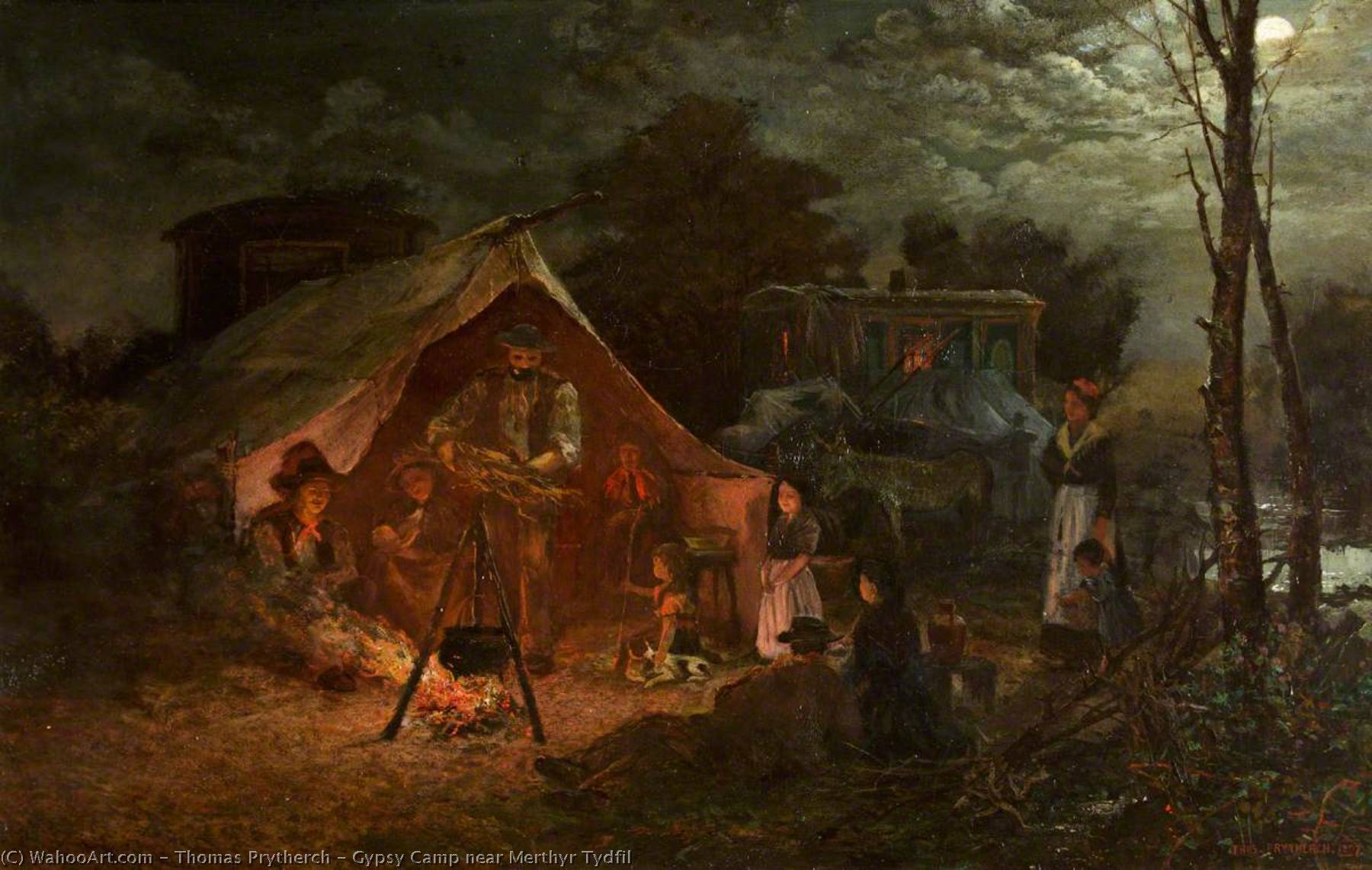Wikioo.org - The Encyclopedia of Fine Arts - Painting, Artwork by Thomas Prytherch - Gypsy Camp near Merthyr Tydfil