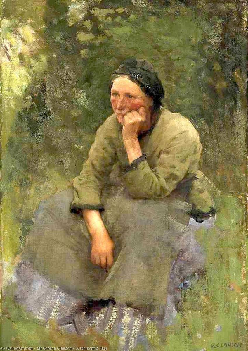 Wikioo.org - The Encyclopedia of Fine Arts - Painting, Artwork by George Clausen - A Moment s Rest