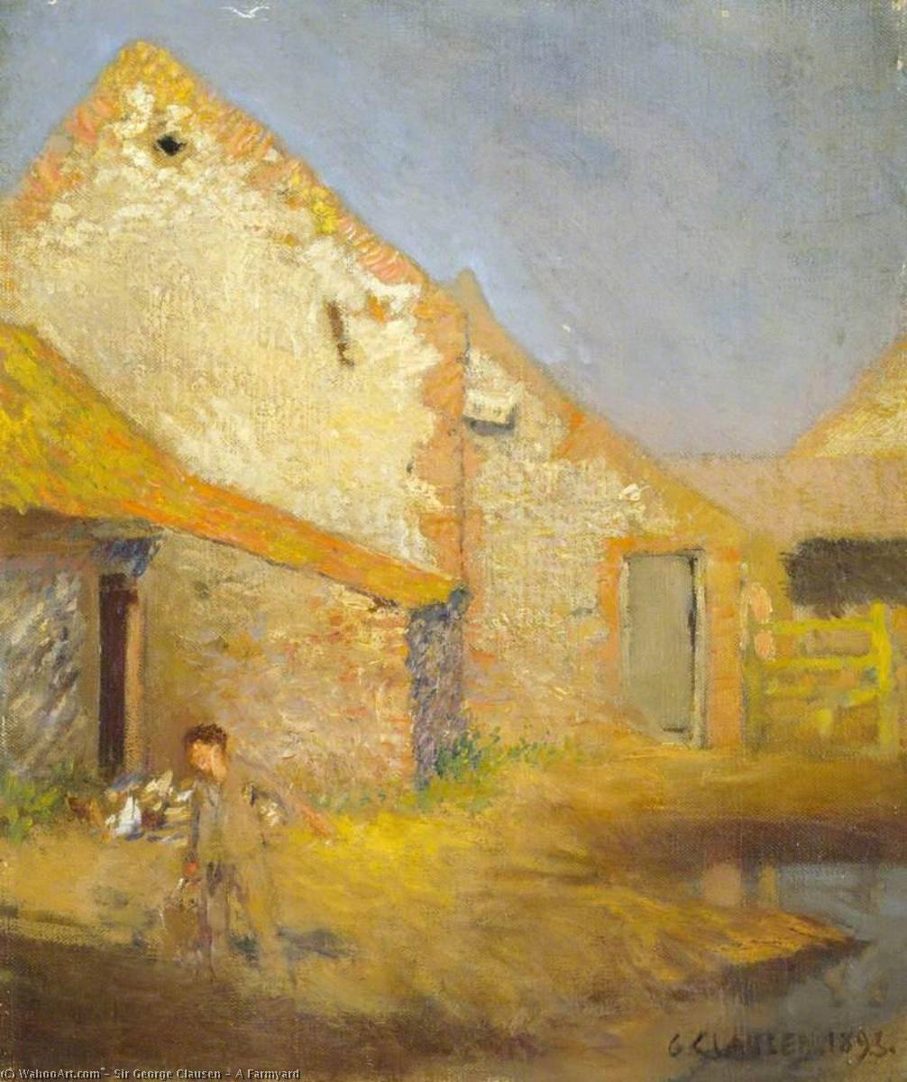 Wikioo.org - The Encyclopedia of Fine Arts - Painting, Artwork by George Clausen - A Farmyard
