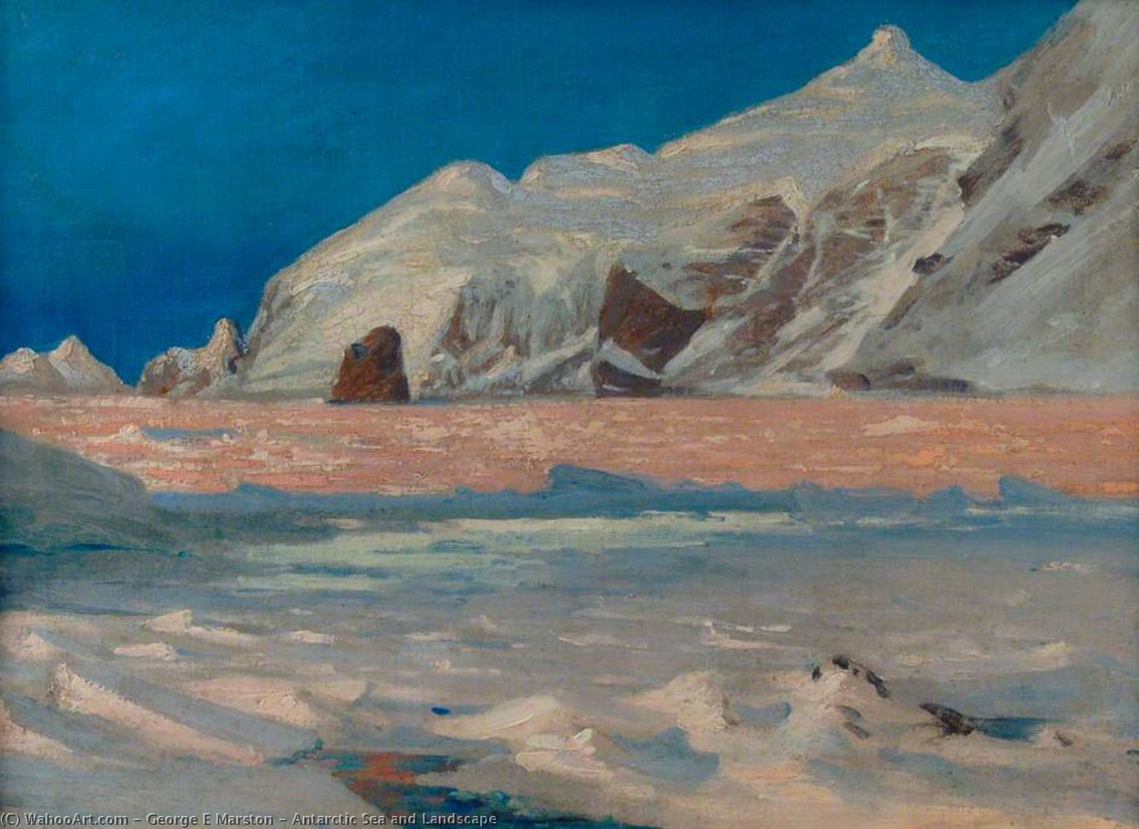 Wikioo.org - The Encyclopedia of Fine Arts - Painting, Artwork by George E Marston - Antarctic Sea and Landscape