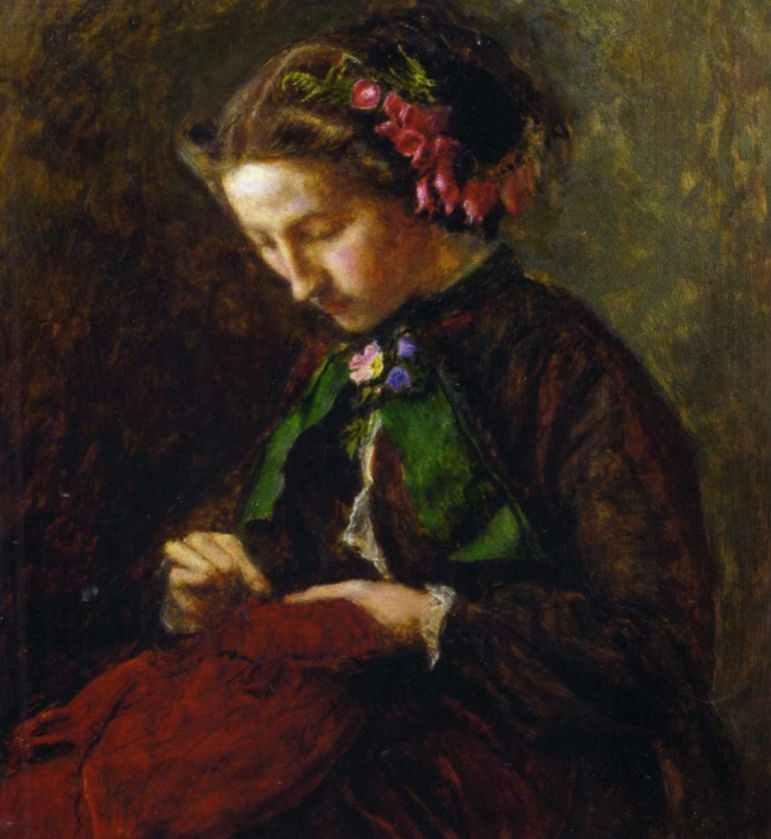 WikiOO.org - Enciclopédia das Belas Artes - Pintura, Arte por John Everett Millais - Effie with Foxgloves in Her Hair
