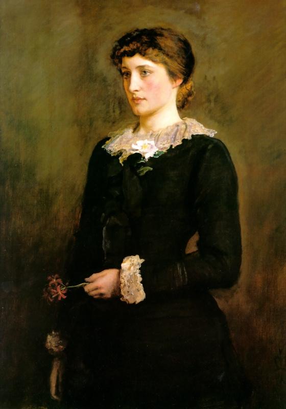 Wikioo.org - The Encyclopedia of Fine Arts - Painting, Artwork by John Everett Millais - A Jersey Lily (also known as Portrait of Lillie Langtry)
