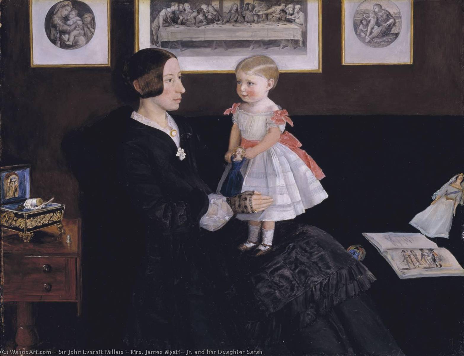 Wikioo.org - The Encyclopedia of Fine Arts - Painting, Artwork by John Everett Millais - Mrs. James Wyatt, Jr. and her Duaghter Sarah