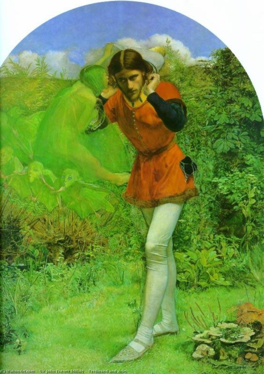 Wikioo.org – La Enciclopedia de las Bellas Artes - Pintura, Obras de arte de John Everett Millais - Fernando asícomo Ariel
