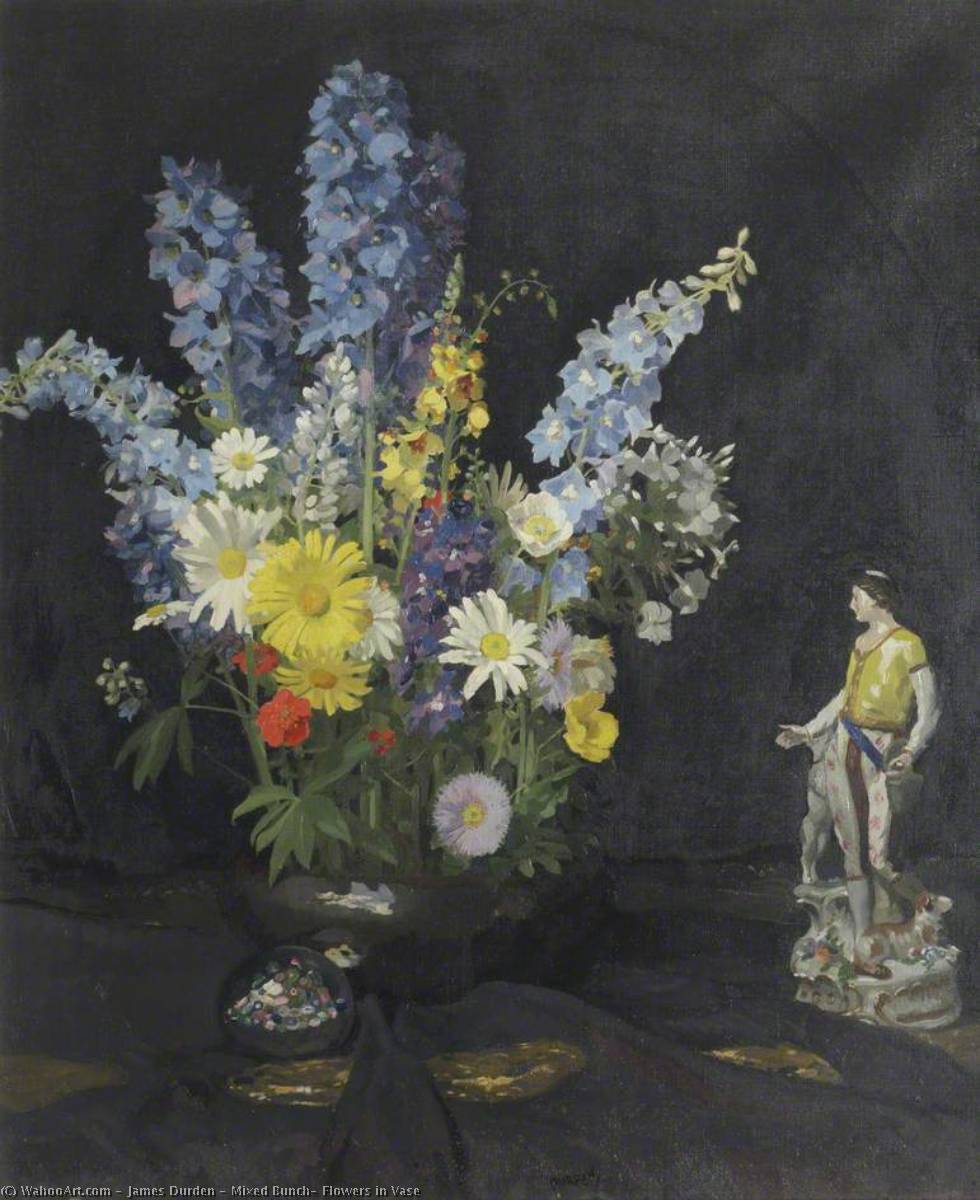 Wikioo.org - The Encyclopedia of Fine Arts - Painting, Artwork by James Durden - Mixed Bunch, Flowers in Vase