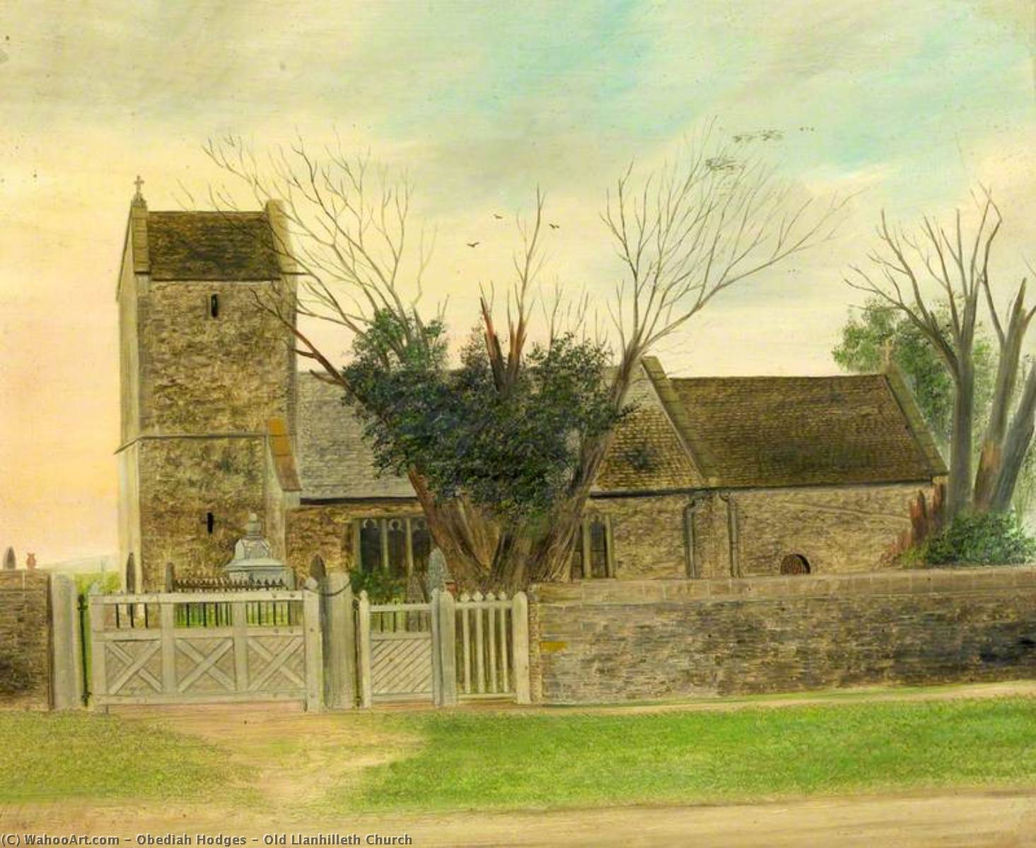 Wikioo.org - The Encyclopedia of Fine Arts - Painting, Artwork by Obediah Hodges - Old Llanhilleth Church