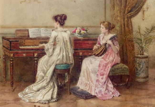 WikiOO.org - Encyclopedia of Fine Arts - Maleri, Artwork George Goodwin Kilburne - A Duet
