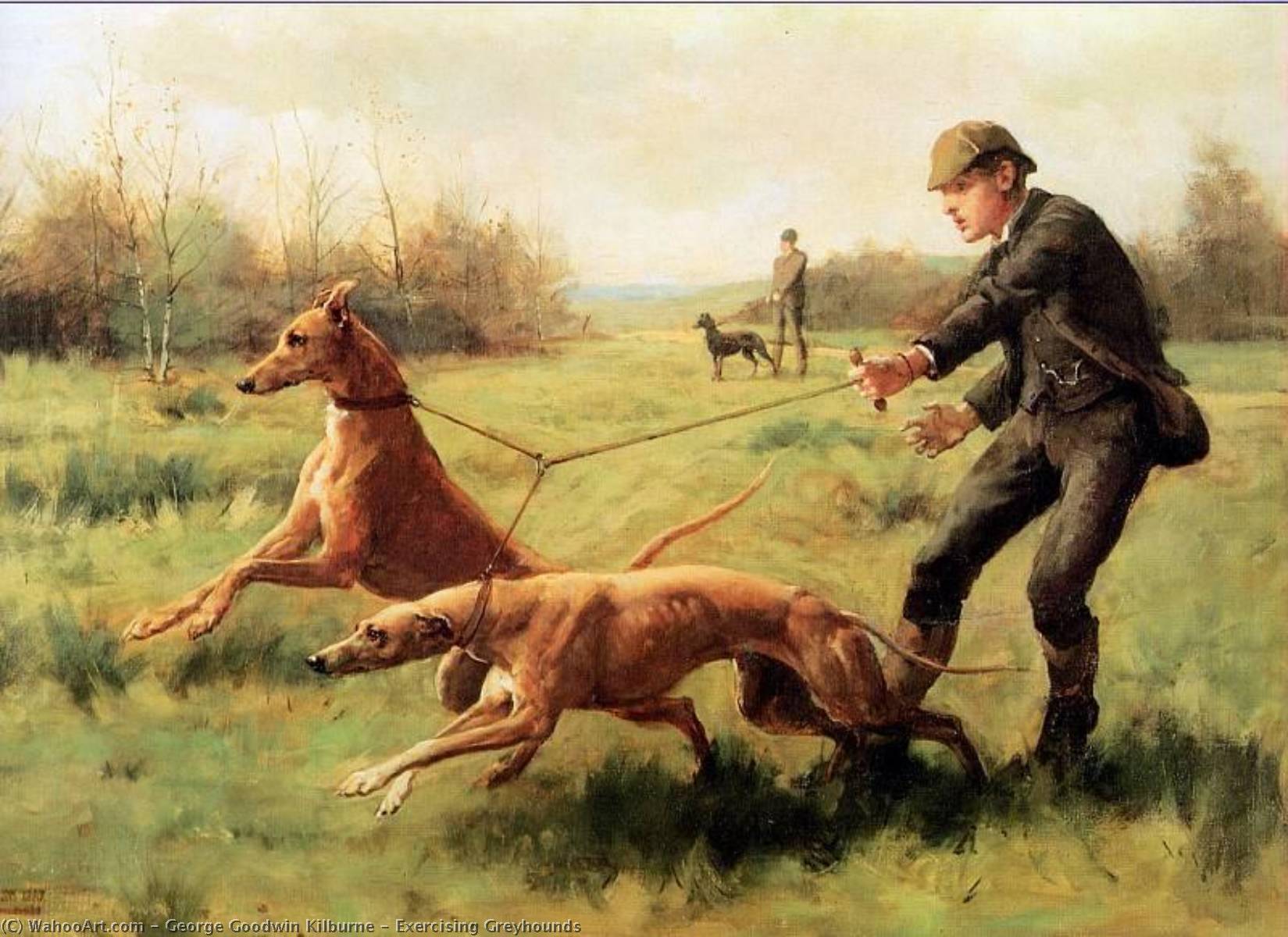 WikiOO.org - Encyclopedia of Fine Arts - Maleri, Artwork George Goodwin Kilburne - Exercising Greyhounds