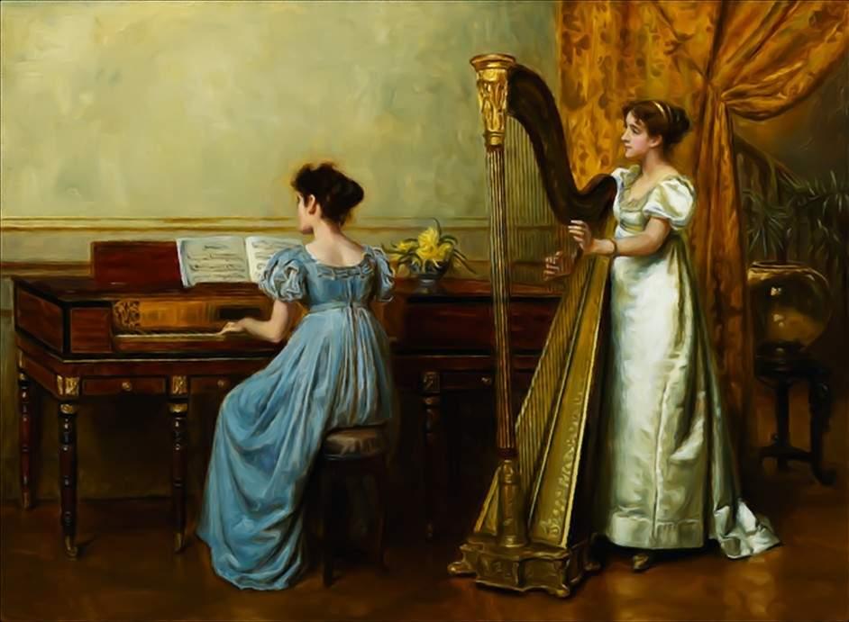 WikiOO.org - Encyclopedia of Fine Arts - Maleri, Artwork George Goodwin Kilburne - The Duet