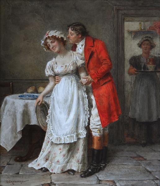 WikiOO.org - Encyclopedia of Fine Arts - Maleri, Artwork George Goodwin Kilburne - Gentleman and Maidservant
