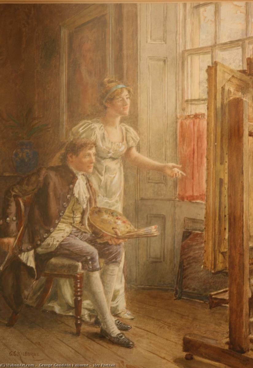 WikiOO.org - Encyclopedia of Fine Arts - Maleri, Artwork George Goodwin Kilburne - Her Portrait