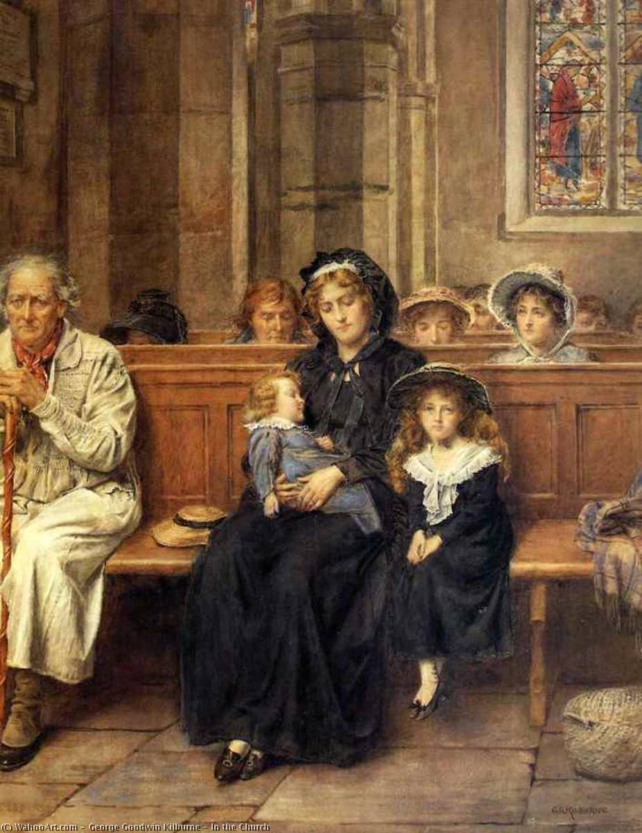 WikiOO.org - Encyclopedia of Fine Arts - Maleri, Artwork George Goodwin Kilburne - In the Church