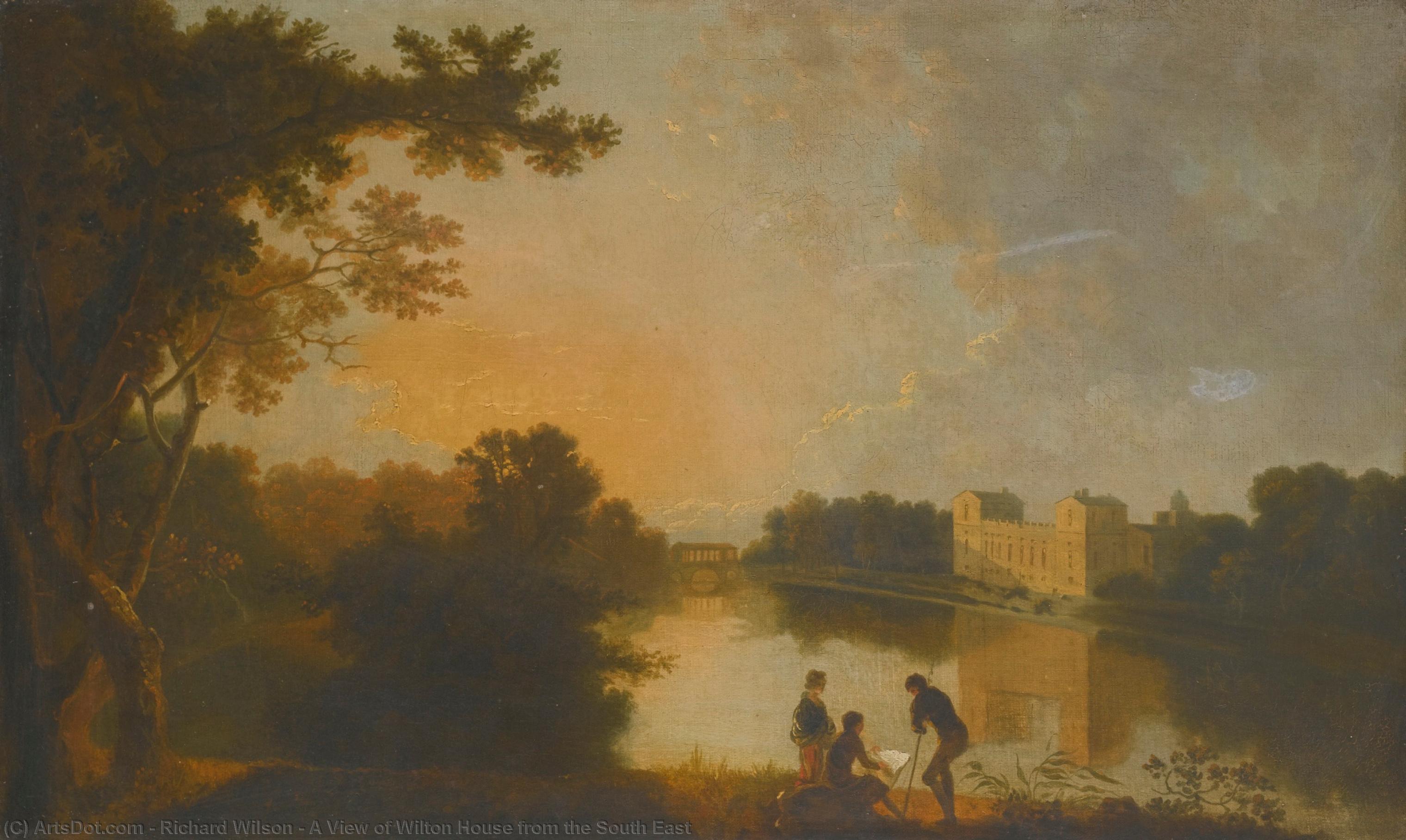 Wikioo.org - The Encyclopedia of Fine Arts - Painting, Artwork by Richard Wilson - A View of Wilton House from the South East