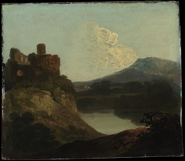 Wikioo.org - The Encyclopedia of Fine Arts - Painting, Artwork by Richard Wilson - Welsh Landscape with a Ruined Castle by a Lake