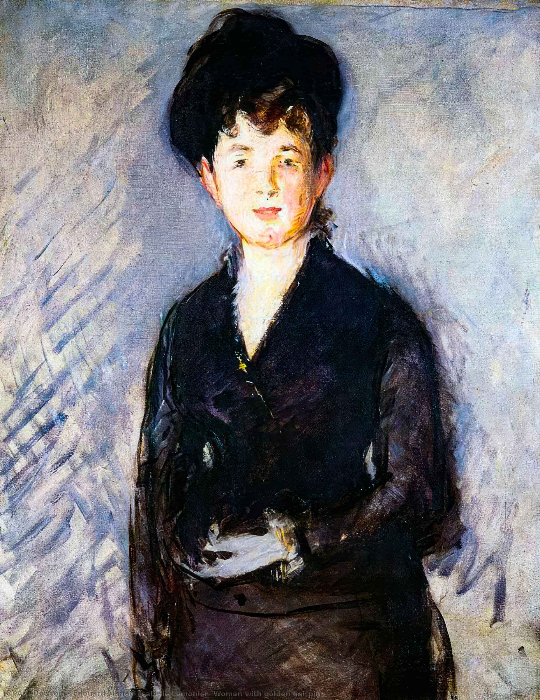 Wikioo.org - The Encyclopedia of Fine Arts - Painting, Artwork by Edouard Manet - Isabelle Lemonier, Woman with golden hairpin