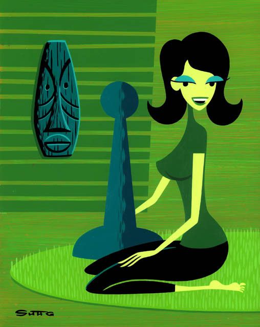 Wikioo.org - The Encyclopedia of Fine Arts - Painting, Artwork by Josh Agle (Shag) - Game girl portrait in lime