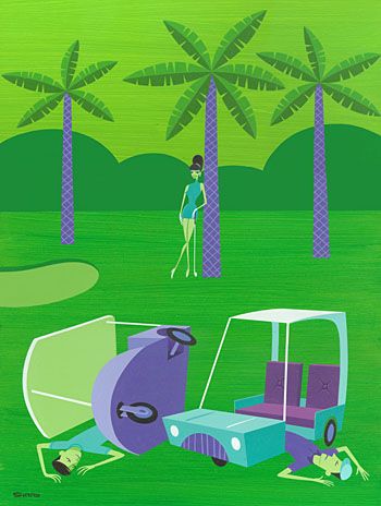 Wikioo.org - The Encyclopedia of Fine Arts - Painting, Artwork by Josh Agle (Shag) - golf course grief