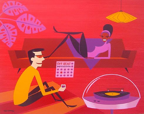 Wikioo.org - The Encyclopedia of Fine Arts - Painting, Artwork by Josh Agle (Shag) - off beat percussion
