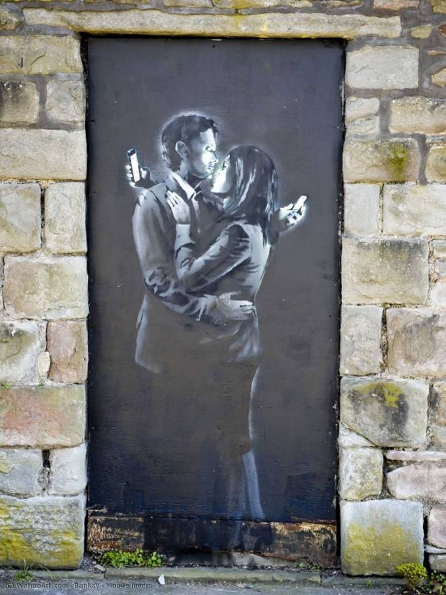 Wikioo.org - The Encyclopedia of Fine Arts - Painting, Artwork by Banksy - Mobile lovers
