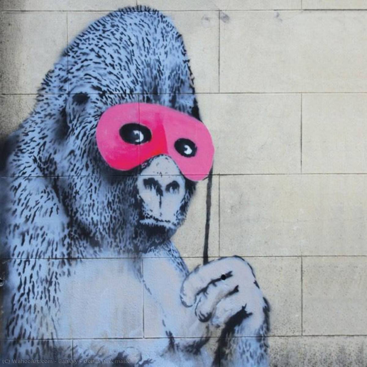 Wikioo.org - The Encyclopedia of Fine Arts - Painting, Artwork by Banksy - Gorilla pink mask