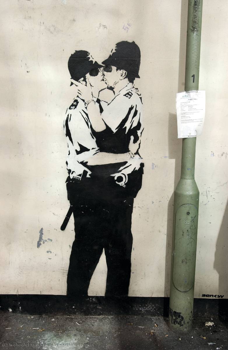 Wikioo.org - The Encyclopedia of Fine Arts - Painting, Artwork by Banksy - Kissing coppers