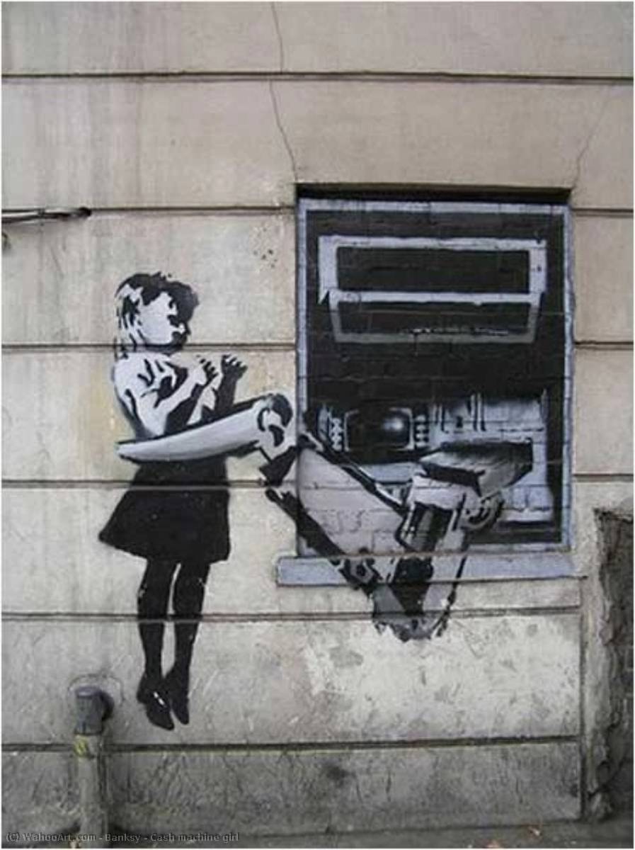 WikiOO.org - 百科事典 - 絵画、アートワーク Banksy - 現金 機械  少女