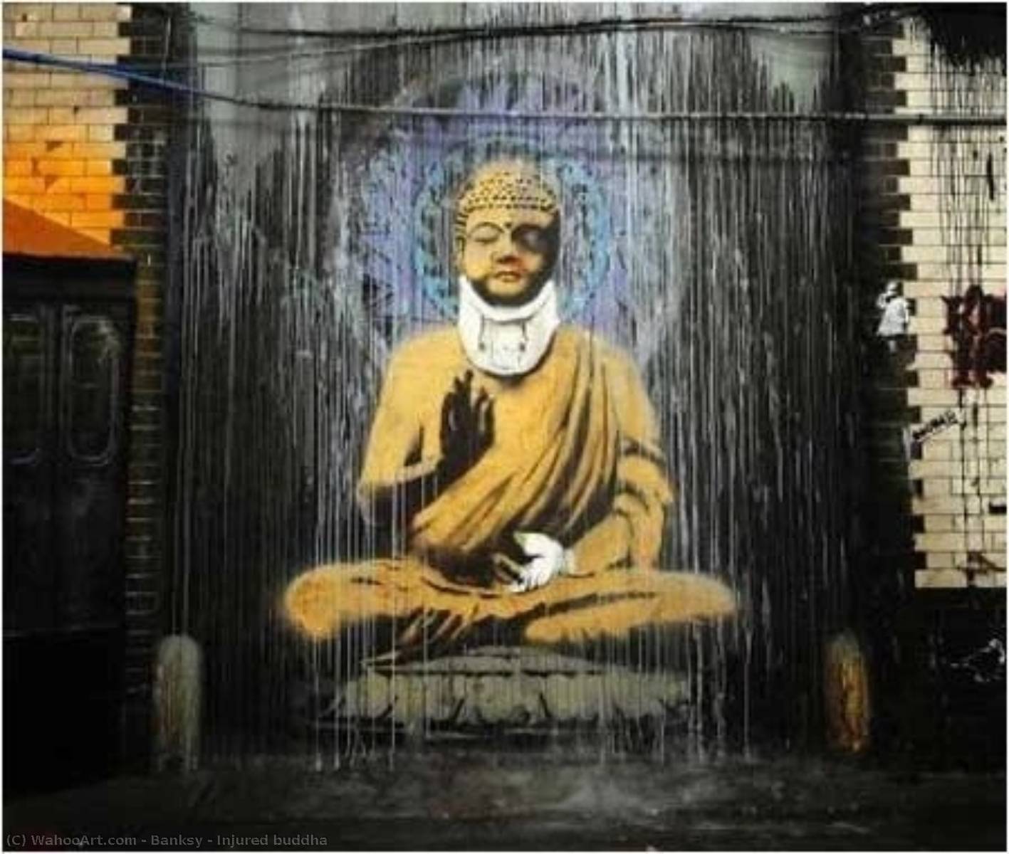 Wikioo.org - สารานุกรมวิจิตรศิลป์ - จิตรกรรม Banksy - Injured buddha