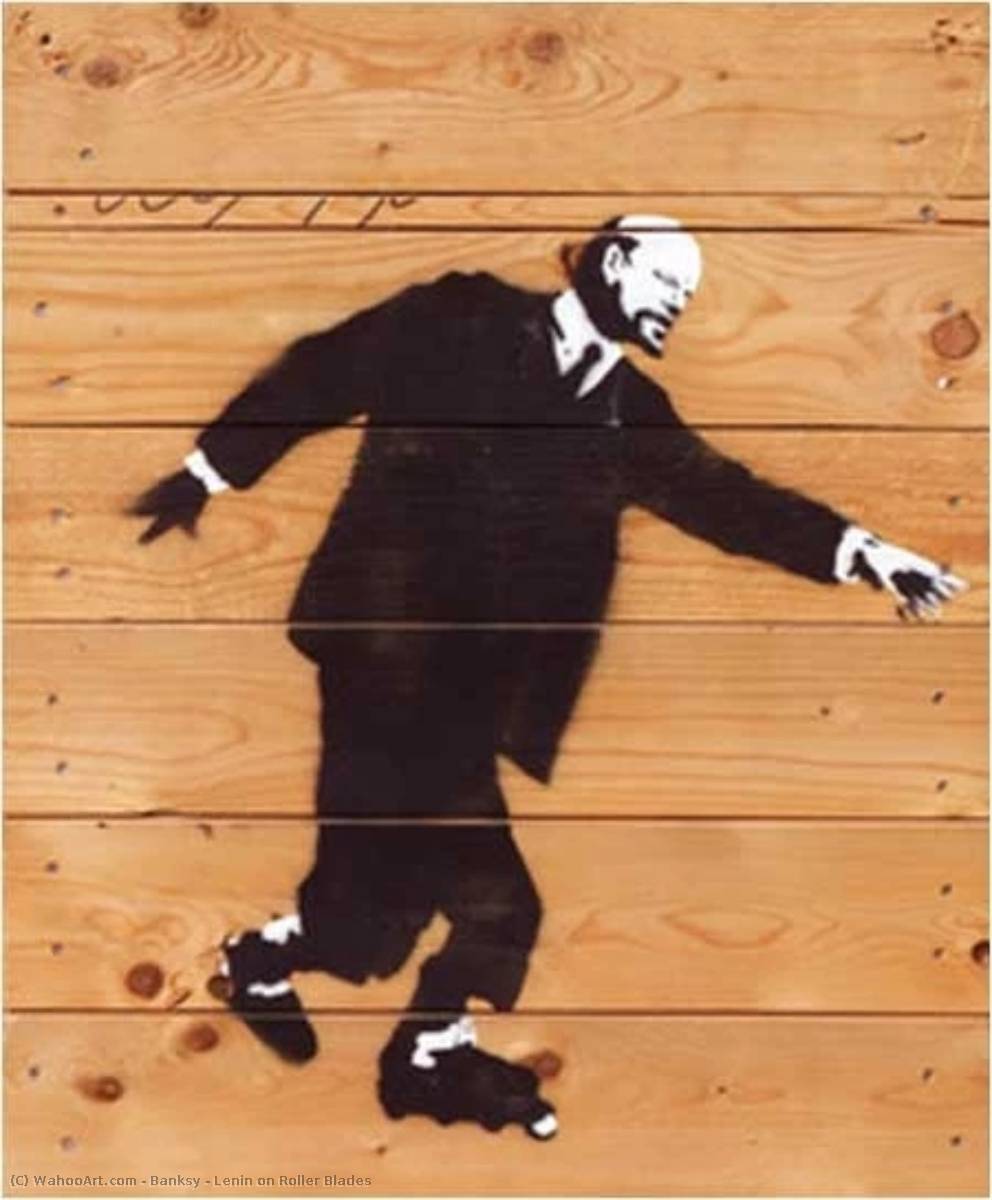 Wikioo.org - Die Enzyklopädie bildender Kunst - Malerei, Kunstwerk von Banksy - lenin auf roller Blätter