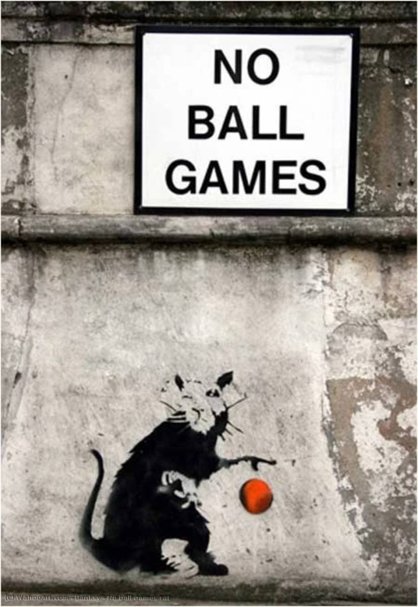 Wikioo.org - The Encyclopedia of Fine Arts - Painting, Artwork by Banksy - No ball games rat